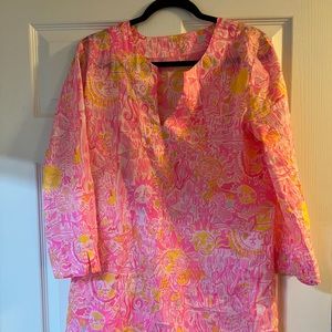 Lilly Pulitzer Marco Island Tunic Top Pink Pout Sun